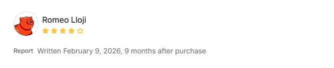 Romeo Lloji — 4 stars, 9 months after purchase